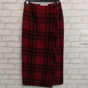 Cambridge Country Plad Red Skirt Size 4P Fringe